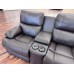 Brand New Kendra Power Reclining Leather Console Loveseat With Power Headrest Reduced 70%