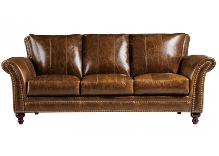 Cabriolet Traditional Leather Sofa Or Set, Distressed Leather Couch Setup