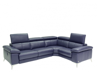 Mason Power Reclining Leather Sectional with Manual Adjustable Headrest