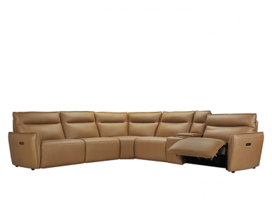 Marlow Power Reclining Leather Sectional With Power Headrest
