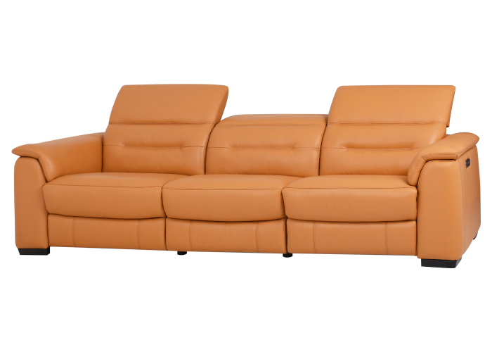 beige leather power reclining sofa
