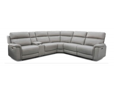 Crawford Power Reclining Leather Sectional With Power Tilt Headrest