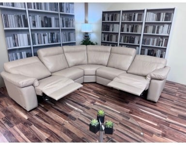 Floor Model Natuzzi Editions B757 Power Reclining Sectional Reduced 60% LAF Power Reclining Loveseat, Corner Curve, RAF Power Reclining Loveseat
