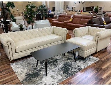 Brand New Colt Tufted Leather Sofa, Chair  & Ottoman Reduced 55% Off -ONLY $5433.30