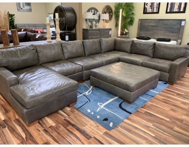 Floor Model Napa Sectional Take 65 percent Off Full Grain Leather With Lots of Marks 