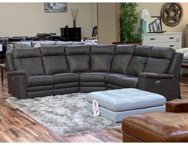 New Floor Model Ansley Power Reclining Leather Sectional With Power Headrest REDUCED 70% ONLY $4234.53