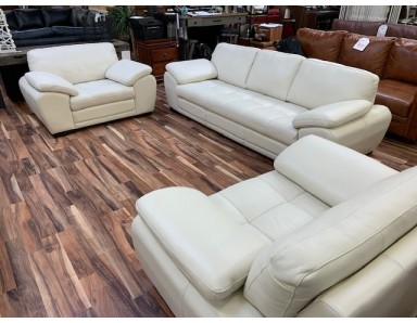 New Boca Leather Sofa And 2 Chairs and 1/2 Take 55% Off