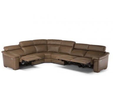 Natuzzi Editions C115 Giulivo Power Reclining Leather Sectional | Adjustable Headrest (Alternate to C103 Brave)