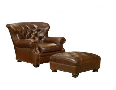 Omnia Britannia Tufted Leather Chair & Ottoman