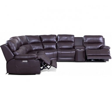 Kendra Power Reclining Leather Sectional - Available With Power Tilt Headrest | Power Lumbar