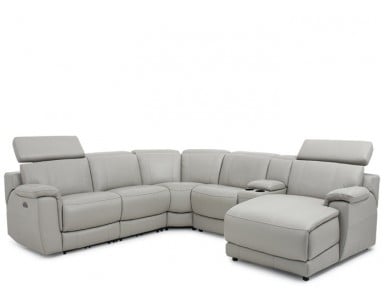 Abel Power Reclining Leather Sectional With Power Headrest