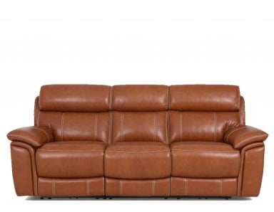 Argus Power Reclining Leather Sofa or Set With Power Tilt Headrest Contrast Stitch