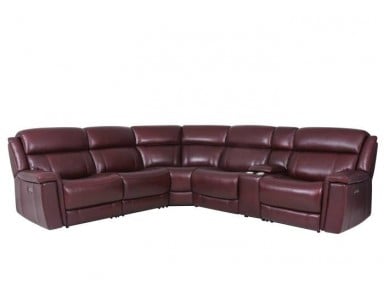 Grebe Power Reclining Leather Sectional With Power Tilt Headrest