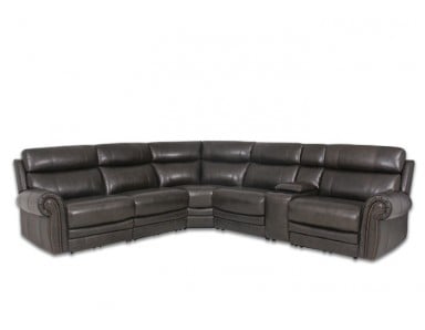 Recon Reclining Leather Sectional With Power Headrests