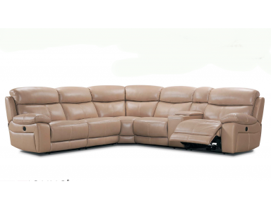 Pilot Power Reclining Leather Sectional With Power Headrest